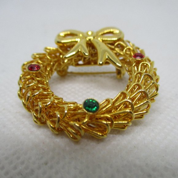 Eisenberg Christmas Wreath Brooch Eisenberg Rhinestone Christmas Wreath Brooch - Picture 11 of 14